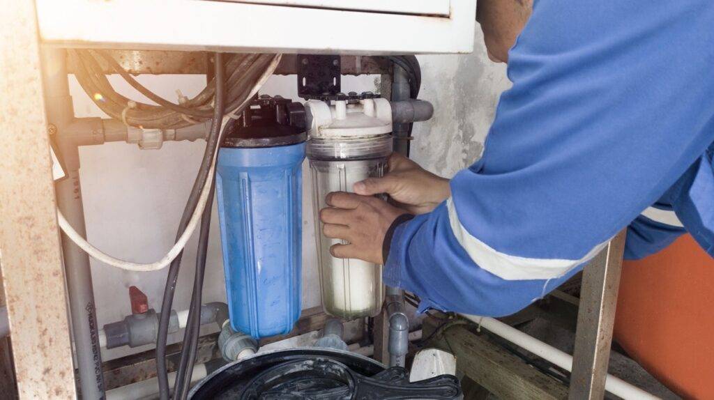 example of new water filter being installed